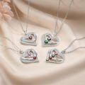 TOUPOP Sterling Silver Birthstones 1-4 Names Personalized Heart Pendant-0-6