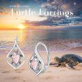 wholesale 925 Sterling Silver Pink Opal Turtle Leverback Hoop Earrings - Boho Beach s for Women-0-3