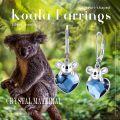 wholesale 925 Sterling Silver Crystal Heart Koala Dangle Earrings-0-5