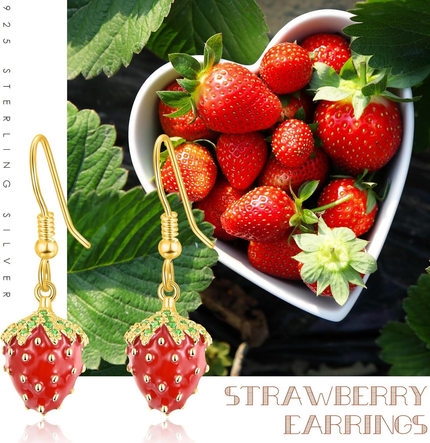 wholesale 925 Sterling Silver Strawberry Drop Earring for Women Gift-0-1
