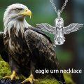 wholesale 925 Sterling Silver Cremation Urn Keepsake Pendant with Hawk Design - Memorial Ashes Holder Jewelry for Men & Women (Gift Set)-0-3