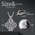wholesale 925 Sterling Silver Cross Pendant with Intricate Design and Chain - For Men & Women-0-3