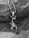 wholesale 925 Sterling Silver Black Crystal Scorpion Pendant Necklace for Men Women  45cm Chain Length-0-1