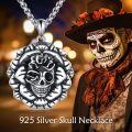 wholesale 925 Sterling Silver Skull Rose Pendant Necklace for Men Women Gothic-0-1