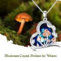 wholesale 925 Sterling Silver Mushroom Blue Crystal Pendant Necklace-0-5
