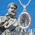 wholesale Sterling Silver Saint Medal Oval Necklace for Men Women Religious Jewelry-0-33
