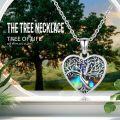 wholesale 925 Sterling Silver Abalone Shell Heart Tree of Life Pendant Necklace-0-3