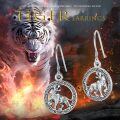 wholesale 925 Sterling Silver Oxidized Tiger Zodiac Circle Drop Earrings-0-2