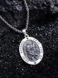 wholesale 925 Sterling Silver  Saint Raphael Prayer Pendant Necklace for Men & Women-0-3
