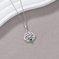wholesale 925 Sterling Silver Celtic Knot Clover Necklace with Emerald Pendant Irish Jewelry for Women-0-2