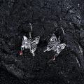 wholesale 925 Sterling Silver Black Butterfly with Red Crystal Gothic Stud Earrings for Women and Men-0-1