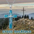 wholesale 925 Sterling Silver Turquoise Inlay Cross Pendant Necklace for Women and Men - Religious  for Christmas & Birthdays-0-5