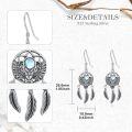 wholesale 925 Sterling Silver Dreamcatcher Feather Moonstone Drop Dangle Earrings for Women Girls  4cm Length-0-4