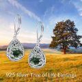 wholesale 925 Sterling Silver Tree Of Life Drop Earrings Wholesale With Green Stone-0-53
