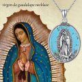 wholesale 925 Sterling Silver Turquoise Virgin of Guadalupe Pendant Necklace Catholic Gifts for Women-0-5