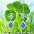 wholesale 925 Sterling Silver Turquoise Drop Earrings with Flower and Celtic Design-0-3