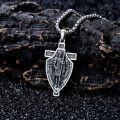 wholesale 925 Sterling Silver Saint Raphael Shield Cross Necklace Pendant for Men Women  48cm Chain Length-0-1