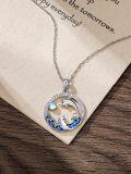 wholesale 925 Sterling Silver Ocean Wave Dolphin Pendant Necklace for Women Girls Surfer Gifts-0-4