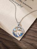 wholesale 925 Sterling Silver Dolphin Moonstone Ocean Wave Pendant Necklace For Women-0-4
