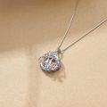wholesale 925 Sterling Silver Round Crystal Rose Flower Sister's Forever Pendant Necklace-0-3