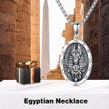 wholesale 925 Sterling Silver Egyptian God Anubis Pendant with Hieroglyphics and Eye of Horus Charm on Beaded Chain for Men & Women-0-3