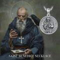 wholesale 925 Sterling Silver Saint Benedict Medal Protection Charm Pendant Necklace for Men & Women-0-2