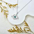 wholesale 925 Sterling Silver Lab-Grown Emerald Heart Pendant Necklace for Women-0-1