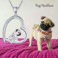 wholesale 925 Sterling Silver Heart-Shaped Pug Pendant Necklace with Cubic Zirconia Gifts for Dog Lovers-0-4