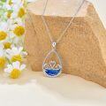 wholesale 925 Sterling Silver Blue Enamel Swans in Water Pendant Necklace with Cubic Zirconia Accents-0-4