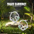 wholesale 925 Sterling Silver Green Crystal Snake Huggie Hoop Earrings for Women Girls Gift Idea-0-5