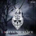 wholesale 925 Sterling Silver Owl Skull Pendant Gothic Necklace for Women and Men-0-5