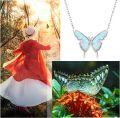 wholesale 925 Sterling Silver White Fire Opal Butterfly Pendant Necklace Minimalist Fine s for Her-0-4