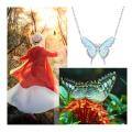 wholesale 925 Sterling Silver White Fire Opal Butterfly Pendant Necklace Minimalist Fine s for Her-0-4