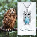 wholesale  Sterling Silver Lapis Turquoise Malachite Larimar Opal Owl Necklace Gift -0-8