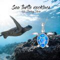 wholesale 925 Sterling Silver Blue Opal Turtle Pendant Necklace for Women Girls-0-3
