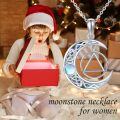 wholesale 925 Sterling Silver Moon Triangle Pendant Necklace Wholesale With Moonstone-0-4