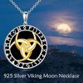 wholesale 925 Sterling Silver Viking Triskele Triple Spiral Runes Pendant Necklace for Women and Men-0-4