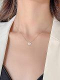 wholesale 925 Sterling Silver Synthetic Opal 8mm Round Pendant Necklace with Gold Plated Chain (chars)-0-2