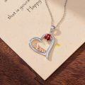 wholesale Birthday Gifts For Mom 925 Sterling Silver Heart Mom Necklace Birthstone Jewelry Mother's Day Christmas For Women Mother Grandma -0-4
