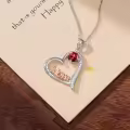 TOUPOP Sterling Silver Birthstone Heart Mom Necklace Gift for Women-0-4