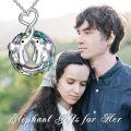 wholesale 925 Sterling Silver Rainbow Crystal Elephant Pendant Necklace for Women Wife Girlfriend Mom-0-5