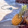 wholesale 925 Sterling Silver Blue Abalone Shell Inlay Pineapple Charm Bracelet for Women Mother's Day Gifts-0-5