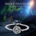wholesale Nickel-Free Sterling Silver Snake & Pentagram Bracelet – Hypoallergenic, 20mm, Adjustable 7.2 Chain – Perfect Gift for Holidays & Special Occasions-0-5