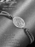 wholesale 925 Sterling Silver Saint Andrew Medal Charm Bracelet with Box Chain for Men Women (Adjustable Length: 6-8 inches)-0-4