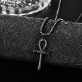 wholesale  Black Plated Ankh Cross Pendant Necklaces for Men - 24+2 Extender Chain Egyptian s-0-3