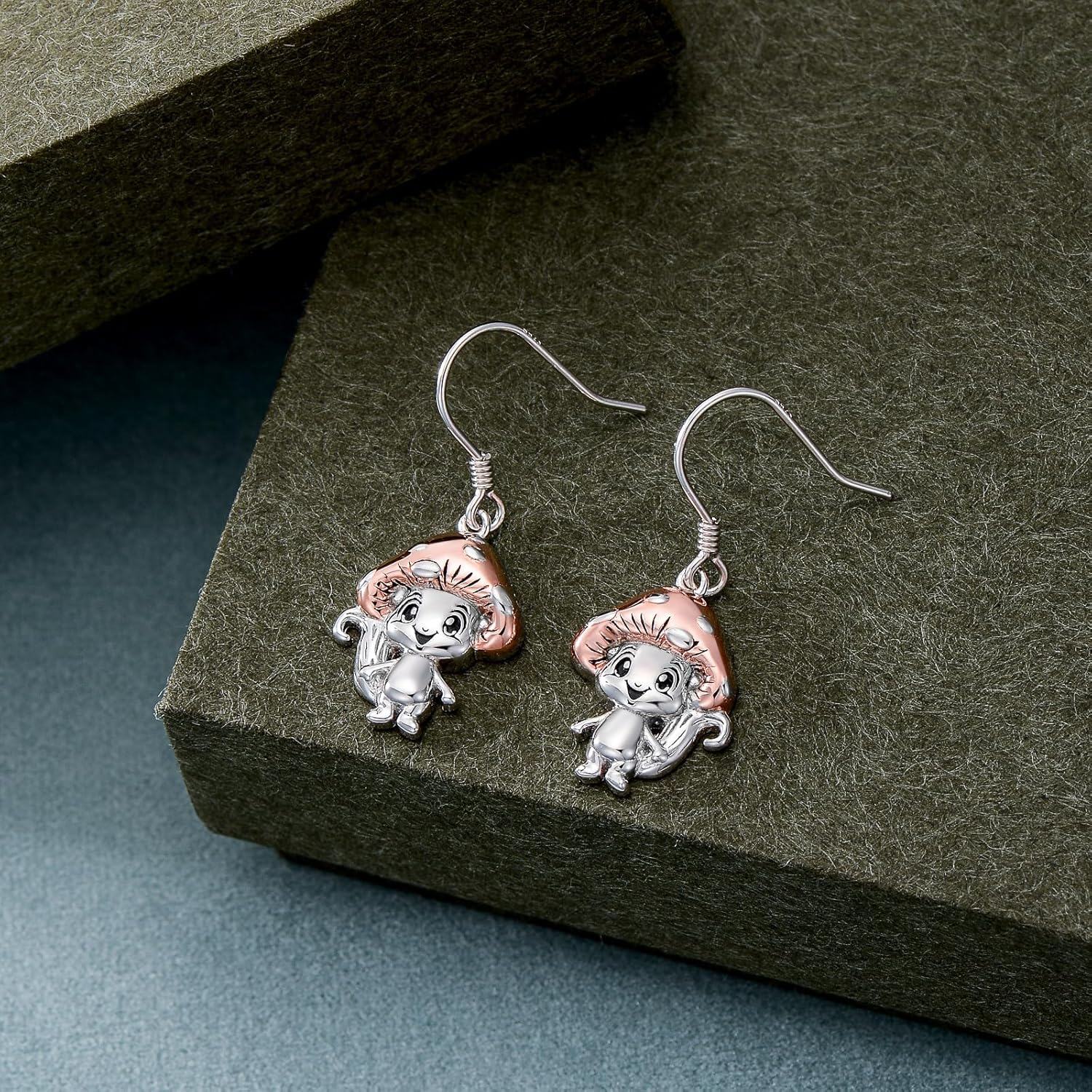 Sterling Silver Skull Stud Earrings with Lotus Hummingbird Squirrel Cow Gift for Women Men-0-2