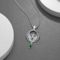 wholesale 925 Sterling Silver Emerald Phoenix Necklace - Symbol of Rebirth & Hope, 0.9 Pendant, 18+2 Chain, Gift for Women-0-1