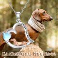 wholesale 925 Sterling Silver Dog Pendant Heart Necklace Wholesale With Blue Moonstone-0-3