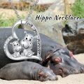 wholesale 925 Sterling Silver Heart-Shaped Hippo Pendant Necklaces - I Love You Forever Gifts for Mom/Mother's Day/Women/Girls-0-1