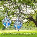 wholesale TOUPOP Tree Of Life Birthstone Earrings Sterling Silver Birthstone Leverback Earrings Tree Of Life Jewelry Gifts For Women Teens Birthday -0-6